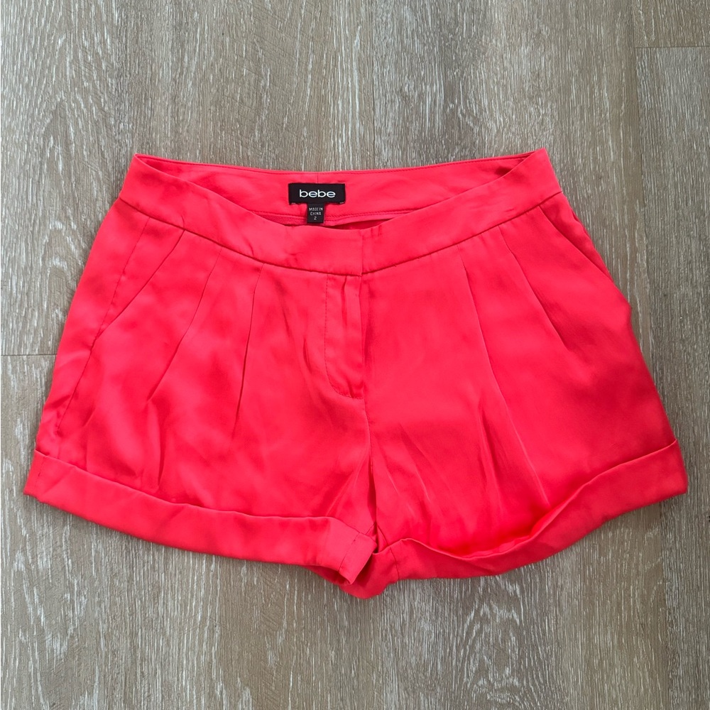 Bebe Pink Satin Women's Dress Shorts Size 2